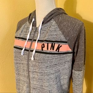 PINK Victoria’s Secret Gray and Pink Hooded Jacket